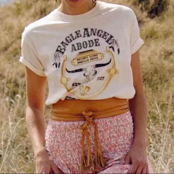 Bohemian Eagle Angel Western Graphic Cream Tee - Picture 4 of 7
